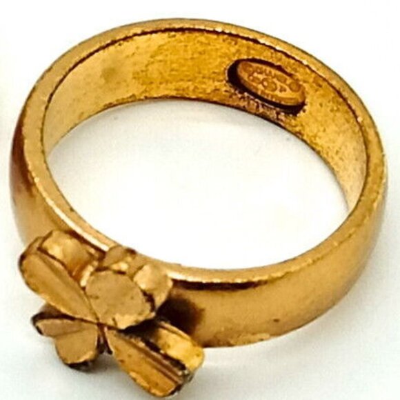 Authentic CHANEL ring quadrefoil clover Irish luck size 12.5 Japan 6 6.5 US Vint - Picture 1 of 8